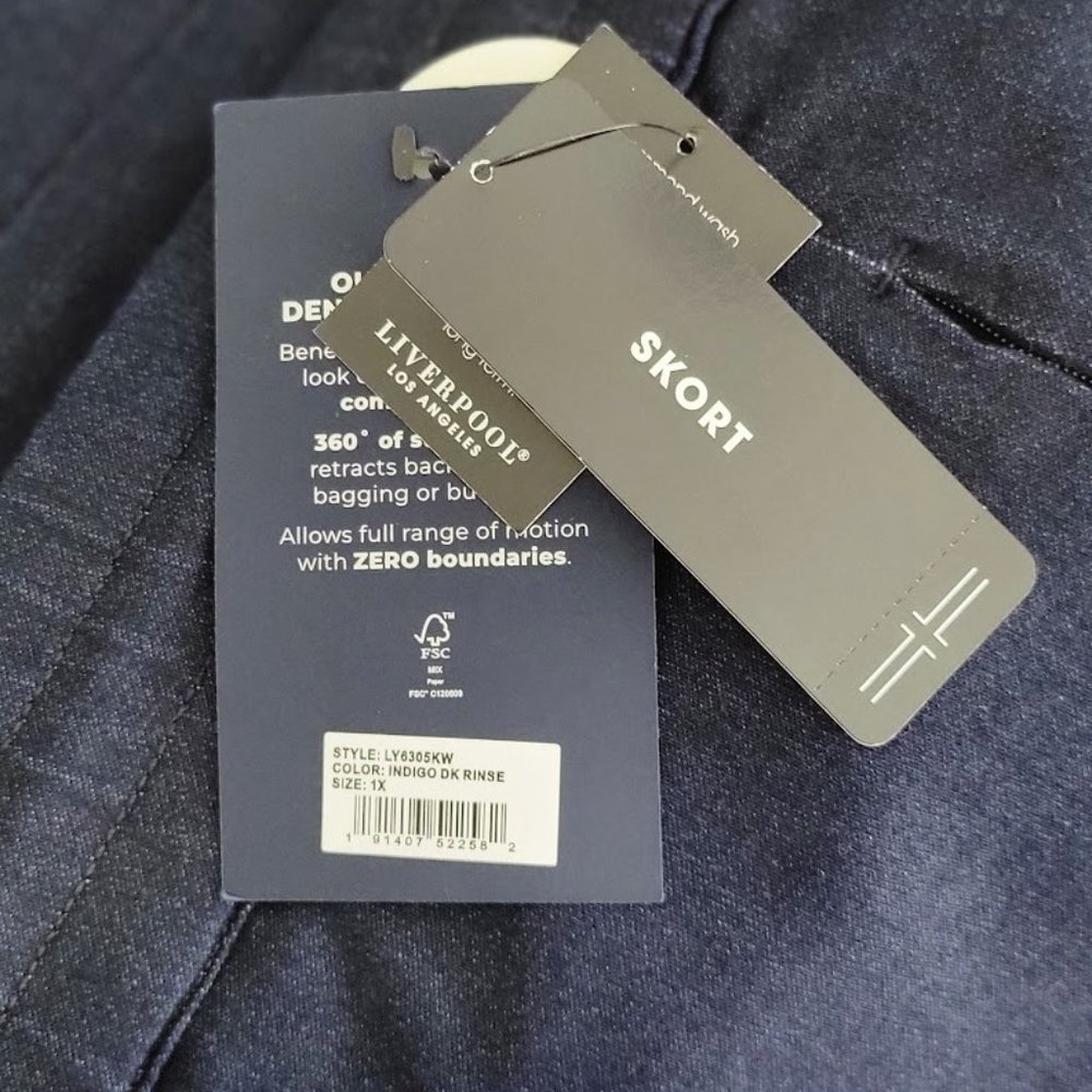 LIVERPOOL Indigo pull on skort Sz 1X NEW - Picture 7 of 8